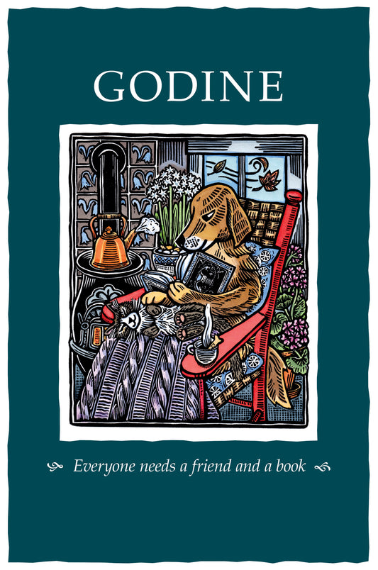 Dog poster: "Everyone needs a friend and a book"